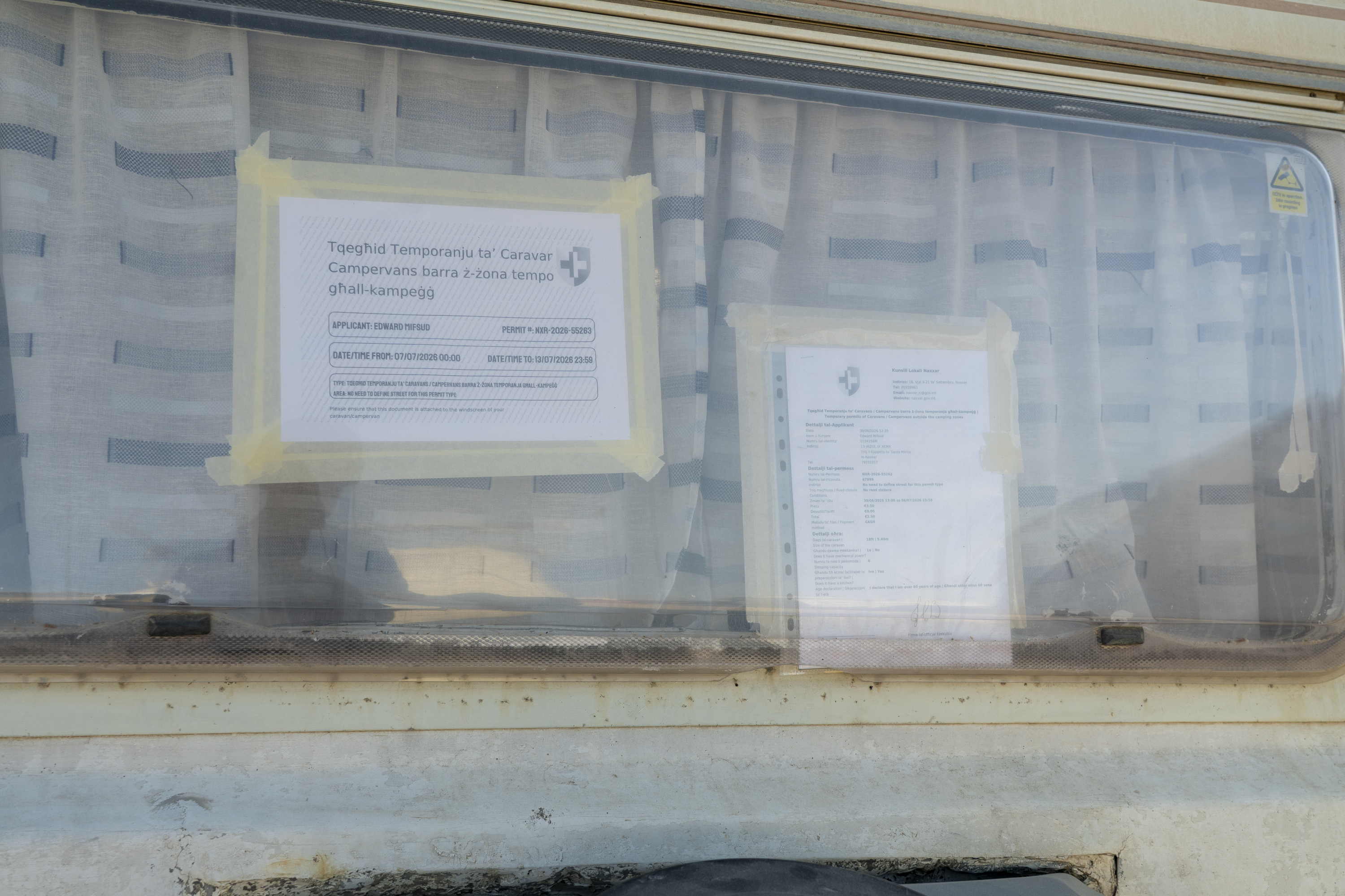 Caravan permits on display  (Photo: James Bianchi/MaltaToday)